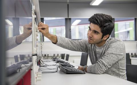Student working during internship